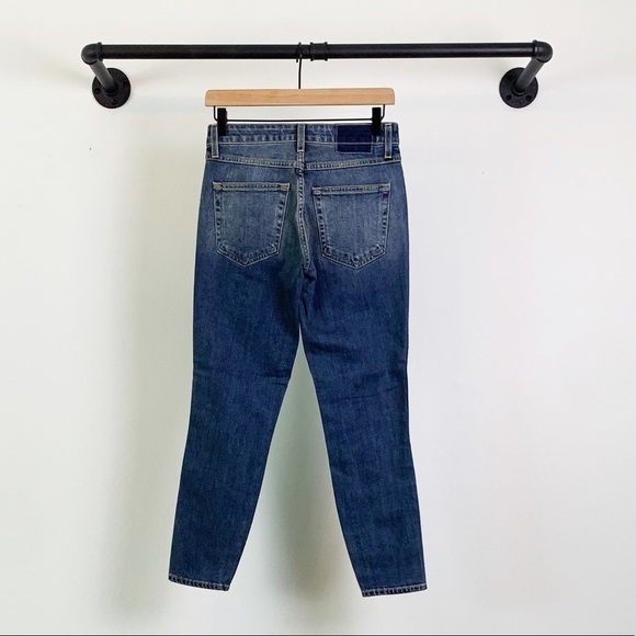 NWT Anthropologie Amo Mid Rise Twist Ankle Dark Wash Skinny Jeans - Picture 8 of 9